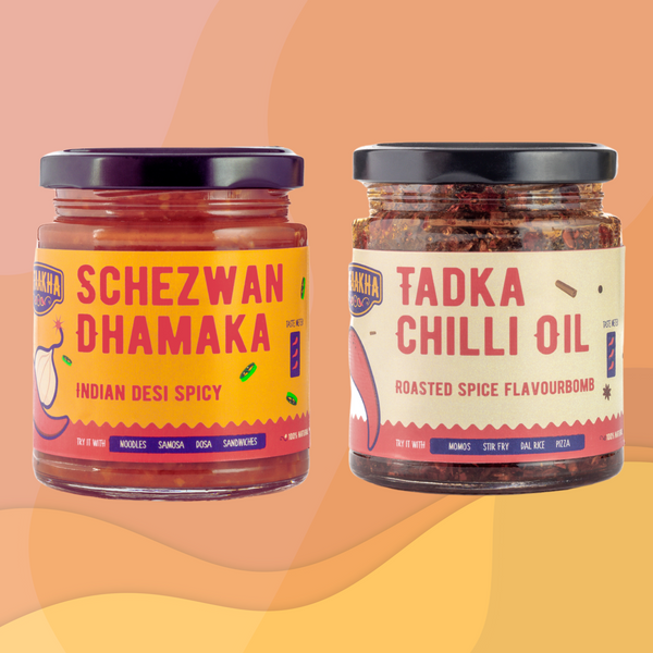 Pataakha Red Chilli Spicy Combo | Schezwan Dhamaka & Tadka Chilli Oil | Pack of 2