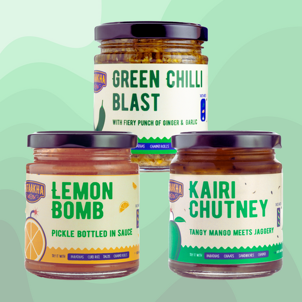 Pataakha Desi Combo | Lemon Bomb, Kairi Chutney, Green Chilli Blast | Pack of 3