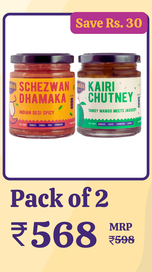 Pataakha Chutneys | Schezwan Chutney + Kairi Chutney | Spicy + Sweet | Pack of 2