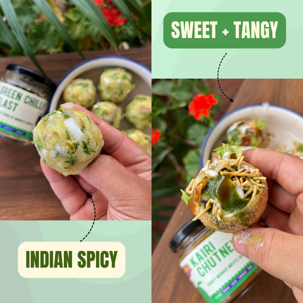 Pataakha Chutneys | Green Chilli Blast + Kairi Chutney | Spicy+Sweet | Pack of 2